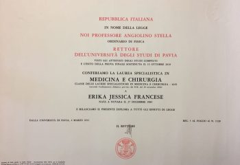 diploma di Laurea Erika Francese