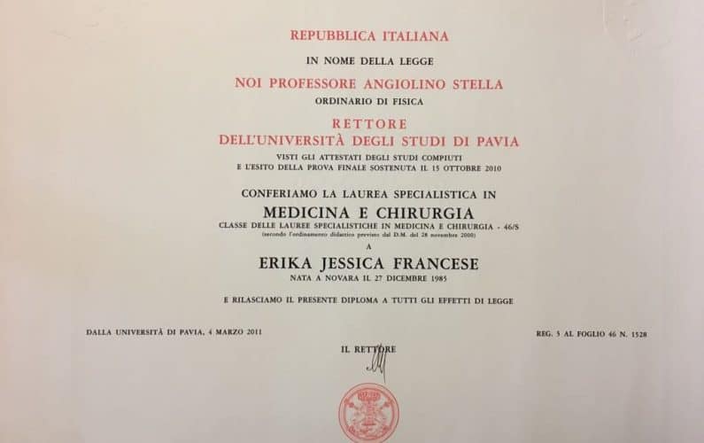 diploma di Laurea Erika Francese